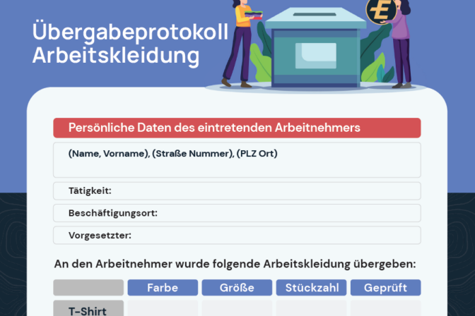 Kostenloses Übergabeprotokoll für Arbeitskleidung